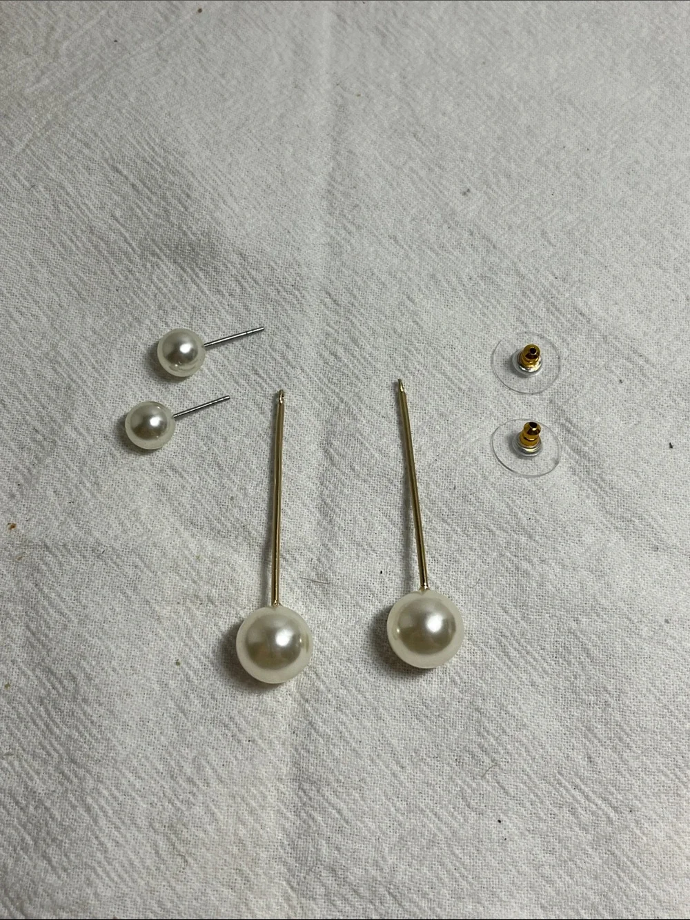 Pearl Drop Bar Earrings - White Faux Pearl